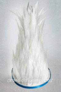 Sculptural feathered wedding cake by wedding cake designer Scotland Crumbdidilyumptious