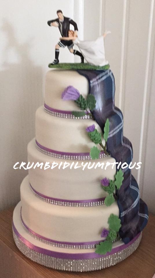 rugby themed wedding cake