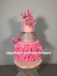 pink silver wedding cake