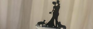bride & groom with cat & dog