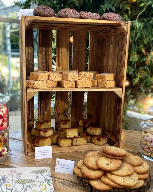 Rustic lux wedding dessert table set up St Andrews
