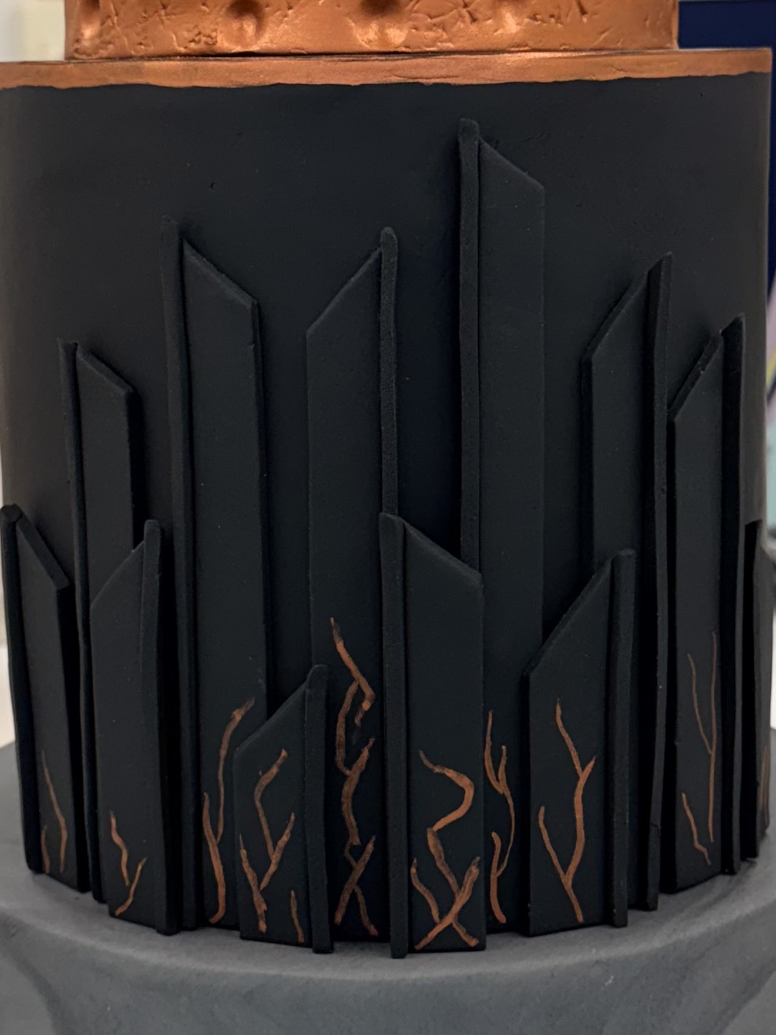 Luxury wedding cakes Scotland - matte black sculptural shard cake design
