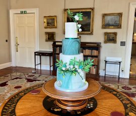 Green marble freesia Greens freesia wedding cake