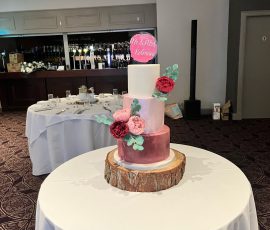 Burgundypink peony Peony wedding cake scotland