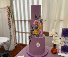 Hand painted cosmos Hand painted cosmos wedding cakes in Fife