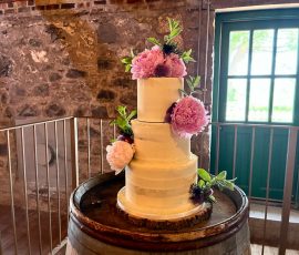 semi naked edible flower wedding cakes in fife
