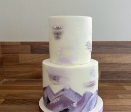 Screenshot hand painted mountains in purples wedding cakes in fife Glenrothes by crumbdidilyumptious