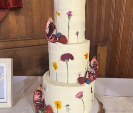Pressed flower vegan wedding cake Fife